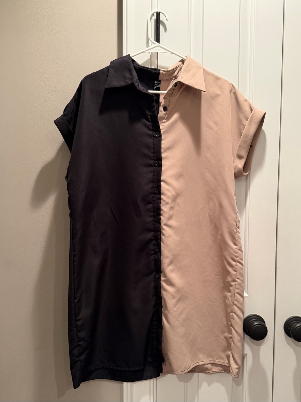 Colorblock Button-Front Shirt Dress